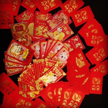 We gave out fortunes in the lucky red envelopes in honor of Chinese New Year, not money :/